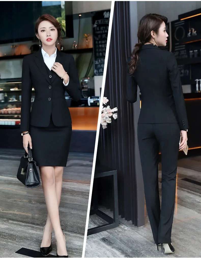 上品な黒パンツ女性用正装スーツ スラックス