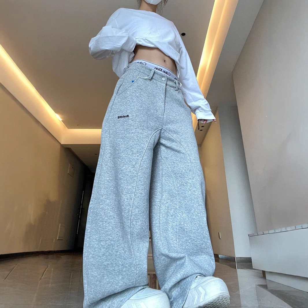 黒パンツ ストリート系ゆったりワイドパンツ