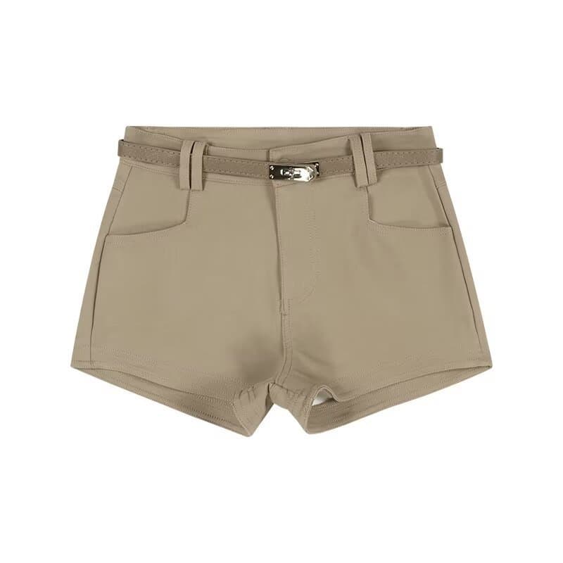 黒パンツ ハイウエストコンパクトショートパンツ