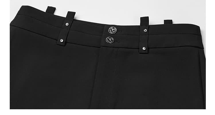 黒パンツ すっきり美脚フレアパンツ