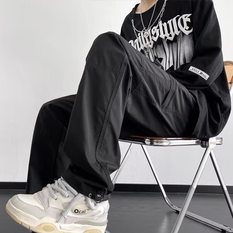 黒パンツ ストリート系 ワーク カーゴパンツ