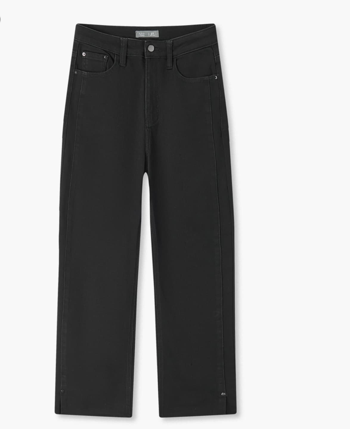 黒パンツ ストレートデニムパンツ 縦切替ライン