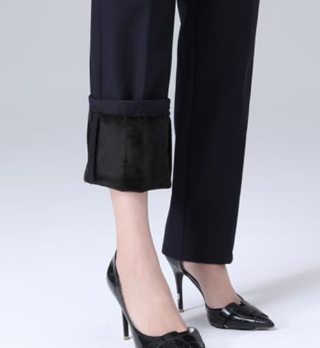 黒パンツ 裏起毛あったかスラックスパンツ