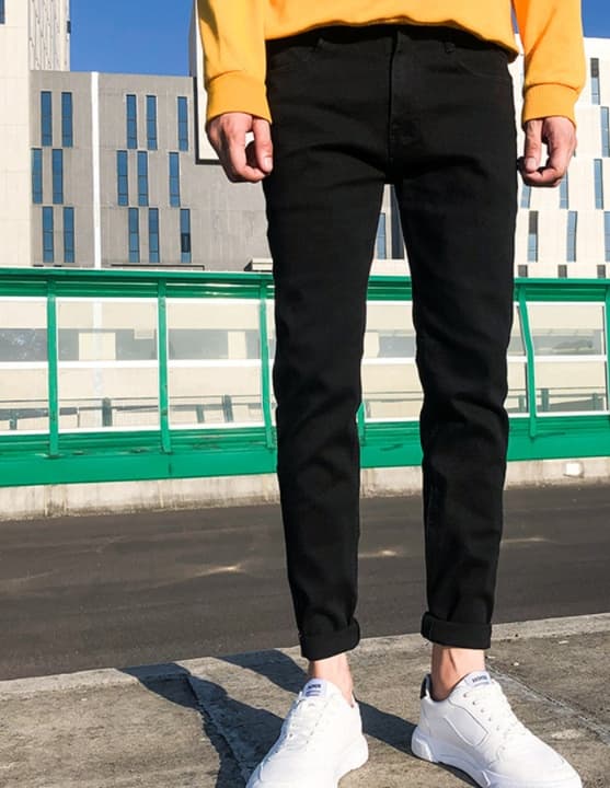 黒パンツ 裏起毛スキニーパンツ 美脚フィット