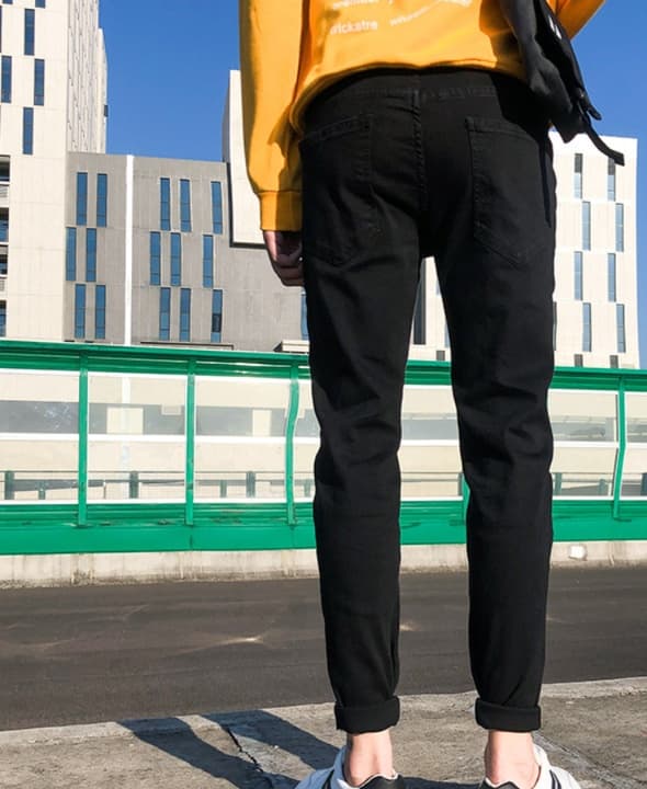 黒パンツ 裏起毛スキニーパンツ 美脚フィット