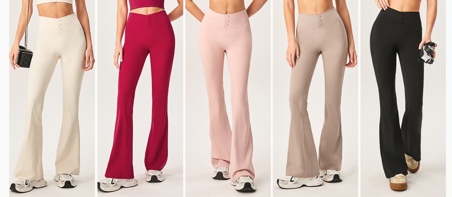 黒パンツ リブニット調フレアパンツ ハイウエスト