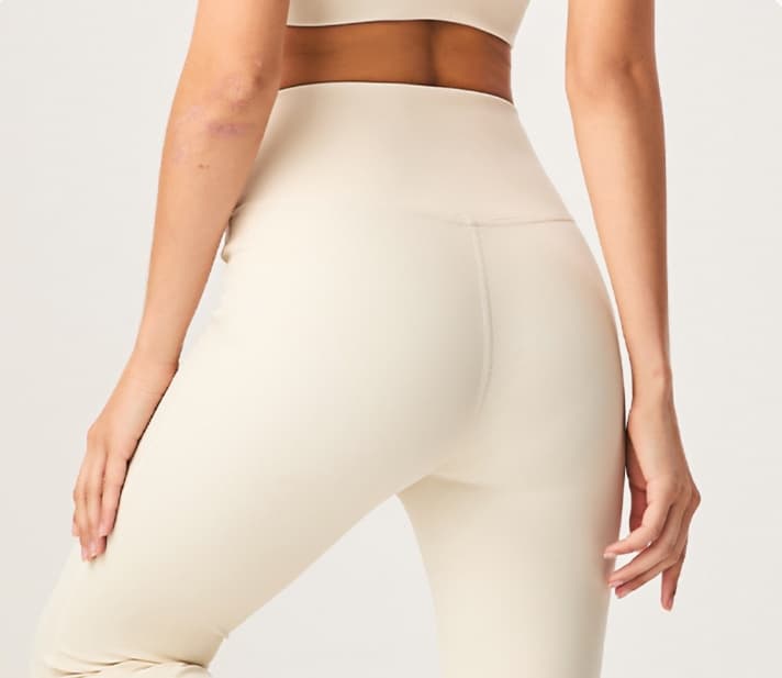 黒パンツ リブニット調フレアパンツ ハイウエスト