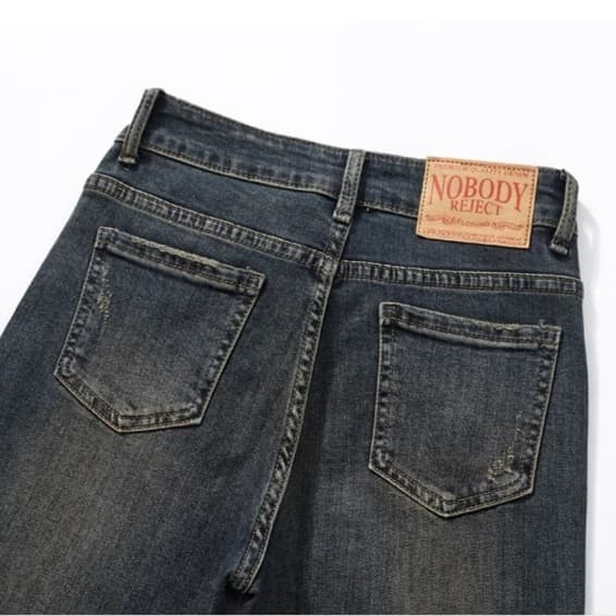 黒パンツ ハイウエストフレアデニムパンツ