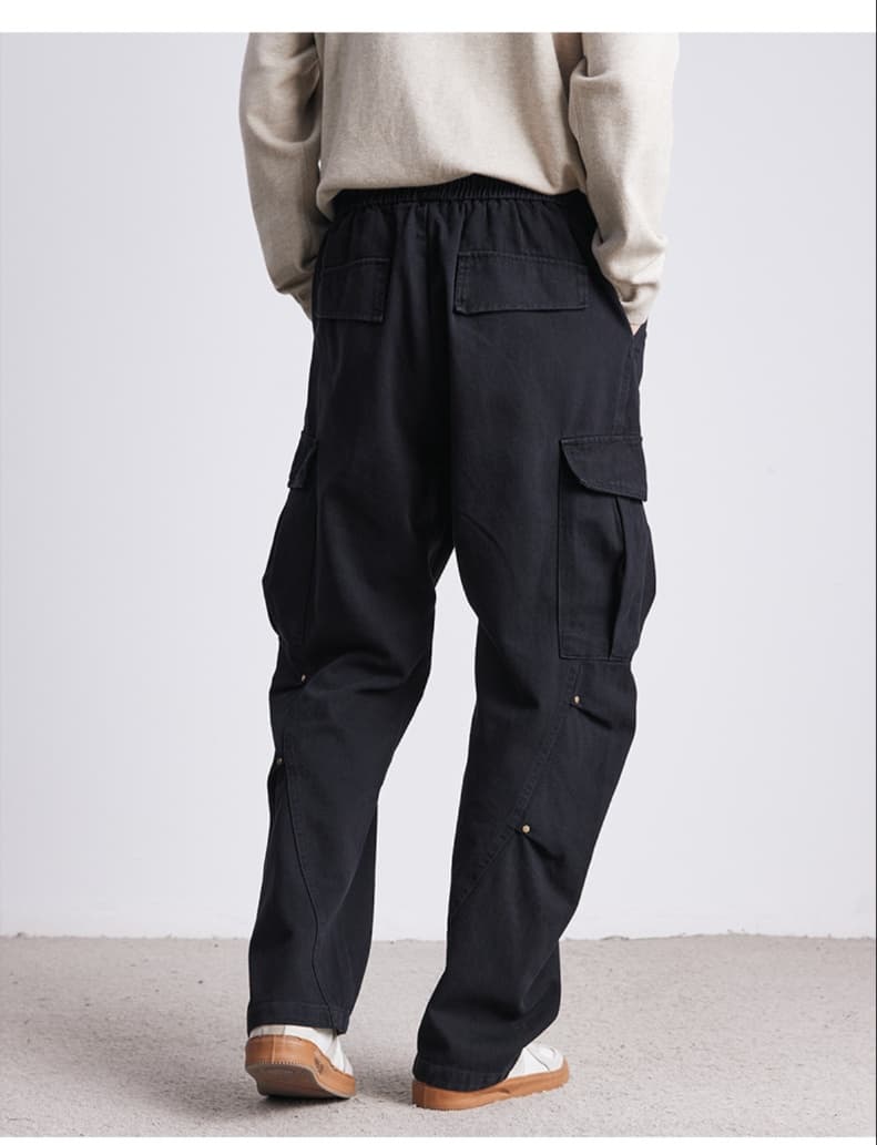 黒パンツ リラックス ミリタリー カーゴパンツ
