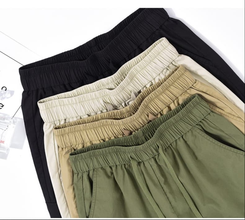 黒パンツ カジュアル ドローコード ルーズ カーゴパンツ