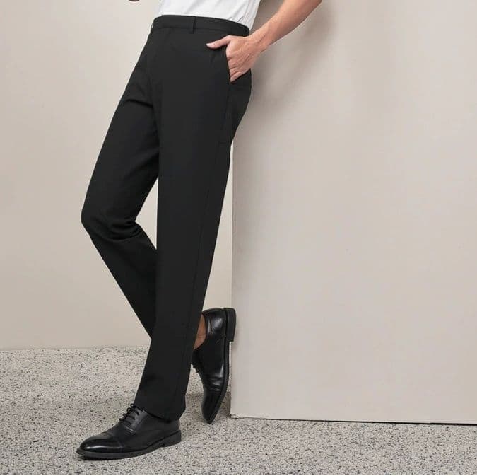 黒パンツ 上質ストレートフォーマルスラックス