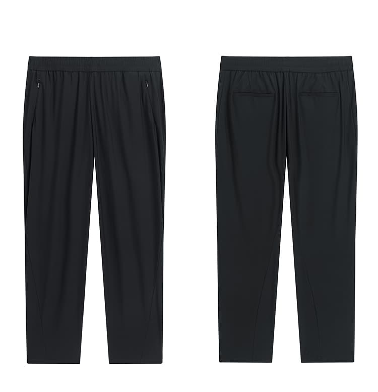 黒パンツ 楽ちん伸縮ウエストスラックス