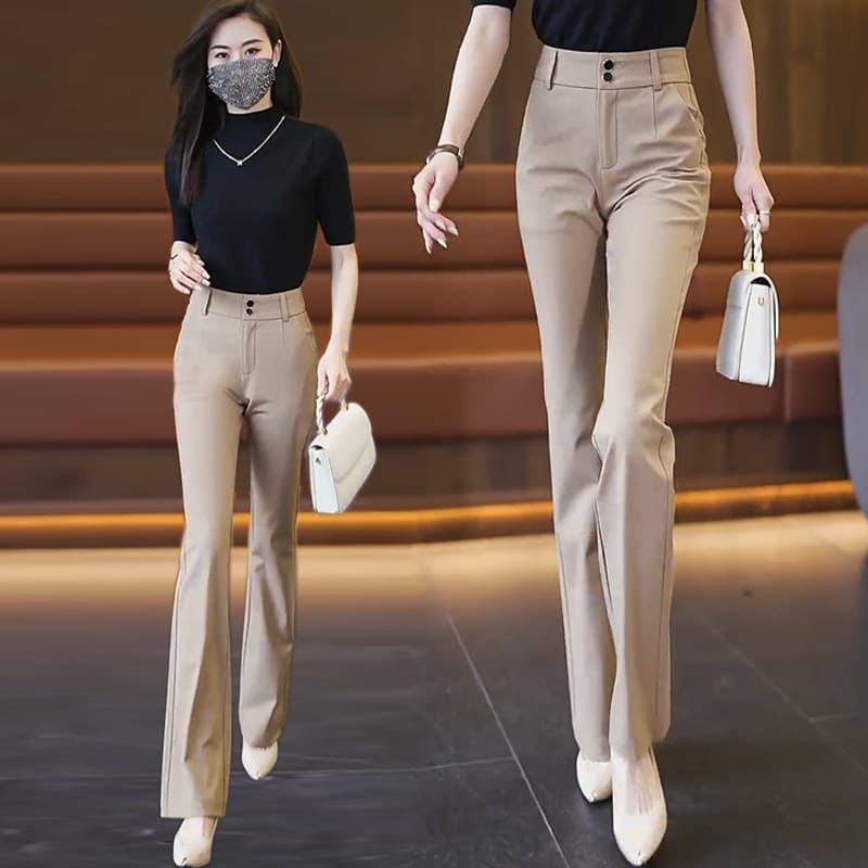 黒パンツ 美シルエット ハイウエストスラックス