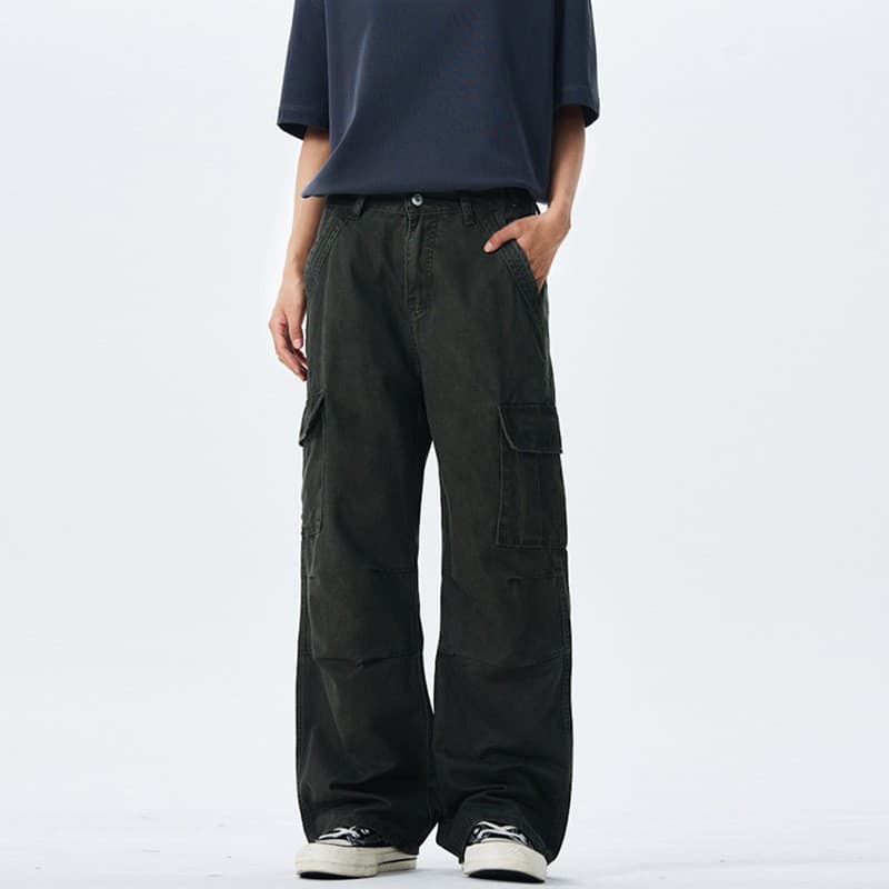 黒パンツ ゆったりワイドポケットパンツ