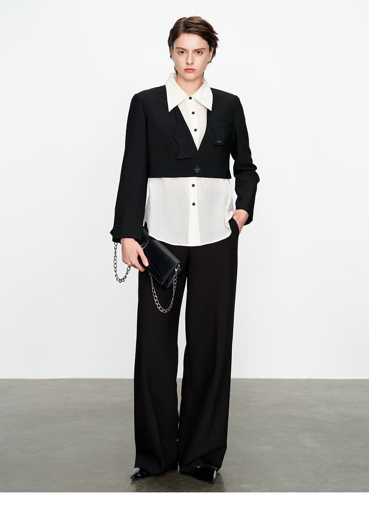 黒パンツ 上品スタイル ワイドシルエット高級感スラックス