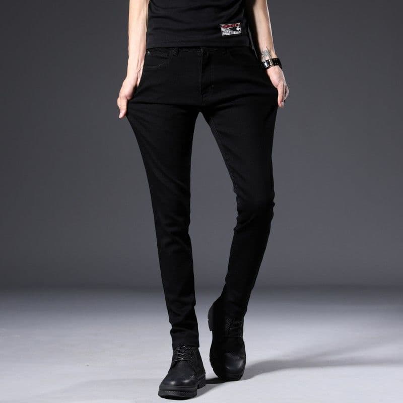 黒パンツ シンプルストレッチスキニーパンツ