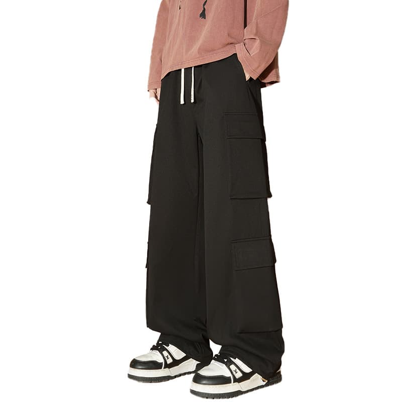 黒パンツ マルチポケット ストリート カーゴパンツ