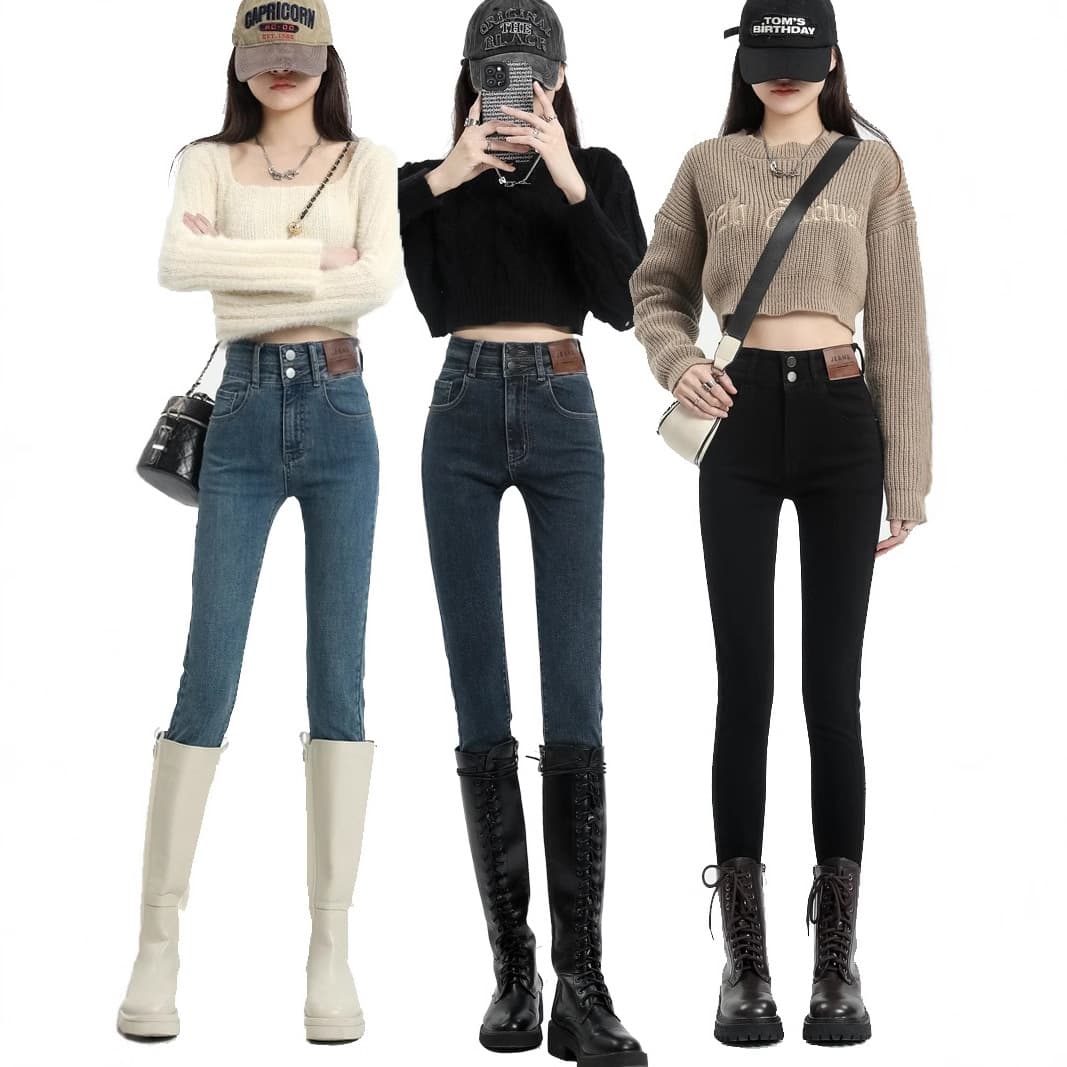 黒パンツ ストレッチスキニーデニム美脚パンツ