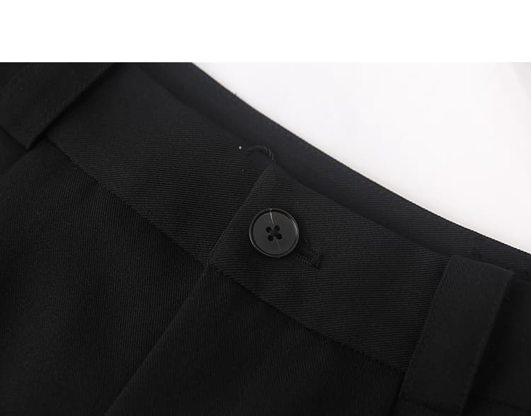 黒パンツ プリーツラインワイドスラックス