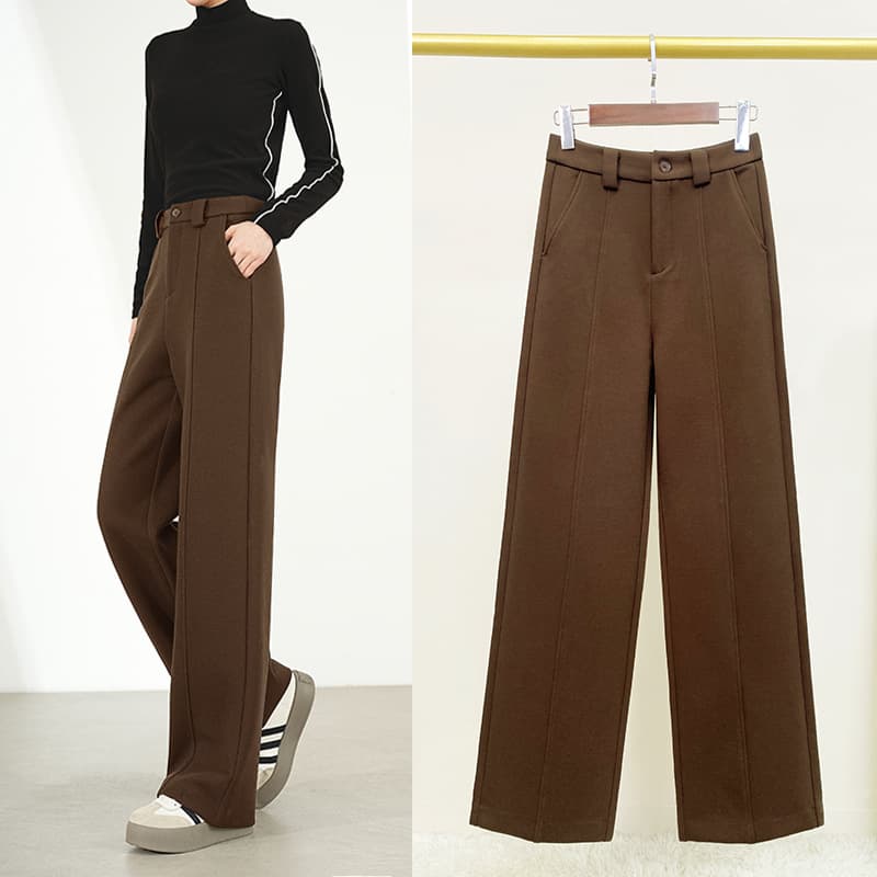 黒パンツ センタープレス ワイドスラックス