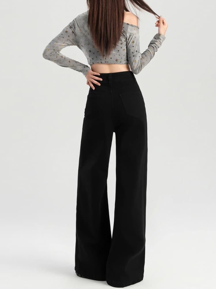 黒パンツ ウルトラワイドハイウエストパンツ