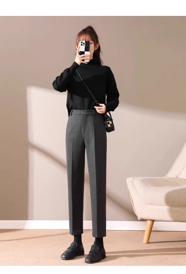 黒パンツ 美シルエット ストレート スラックスパンツ