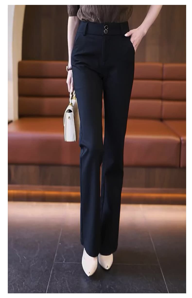 黒パンツ 美シルエット ハイウエストスラックス