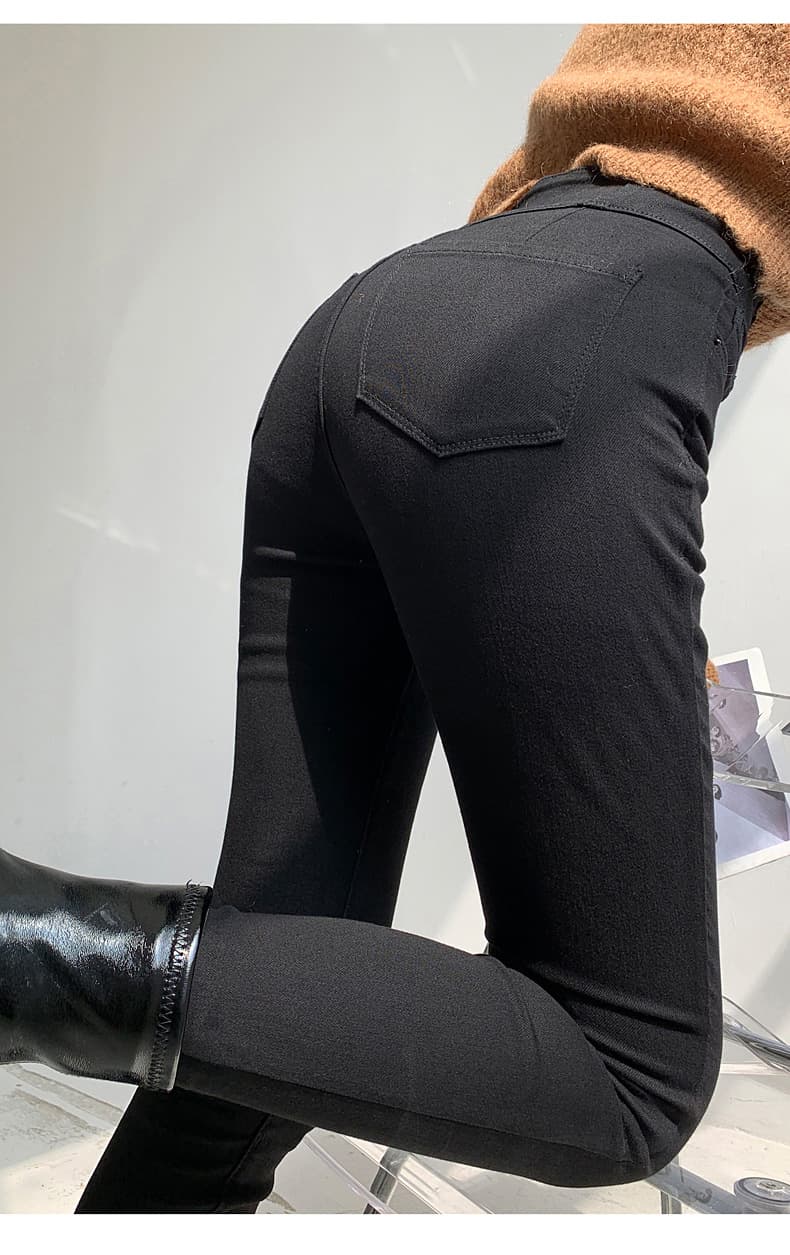 黒パンツ ハイウエストすっきりスキニーパンツ