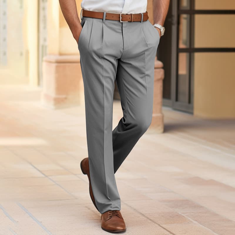 黒パンツ ワンタック仕立てスラックスパンツ