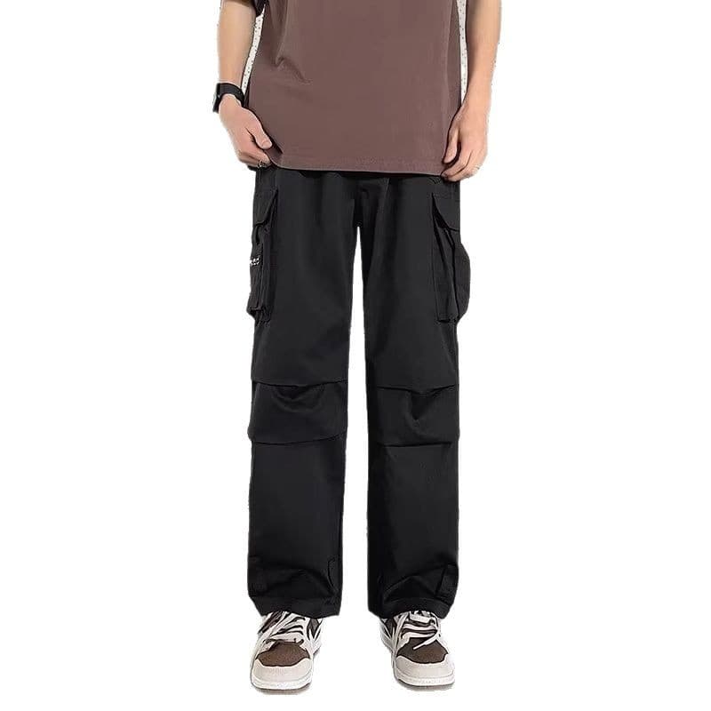 黒パンツ ユーティリティ マルチポケット ワイドパンツ