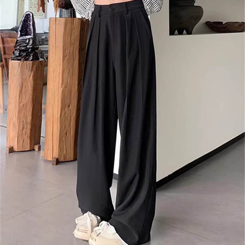 黒パンツ リラックス ドレープ ワイド パンツ