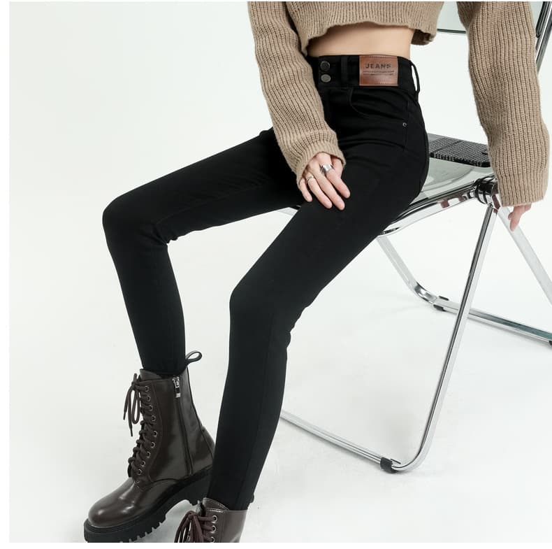 黒パンツ ストレッチスキニーデニム美脚パンツ