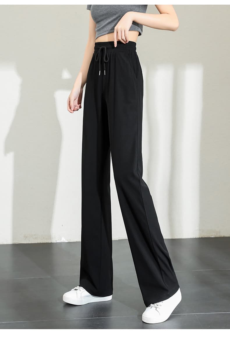 黒パンツ ゆったりドローコード入りリラックスパンツ