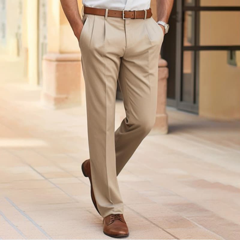 黒パンツ ワンタック仕立てスラックスパンツ