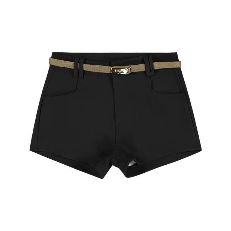 黒パンツ ハイウエストコンパクトショートパンツ