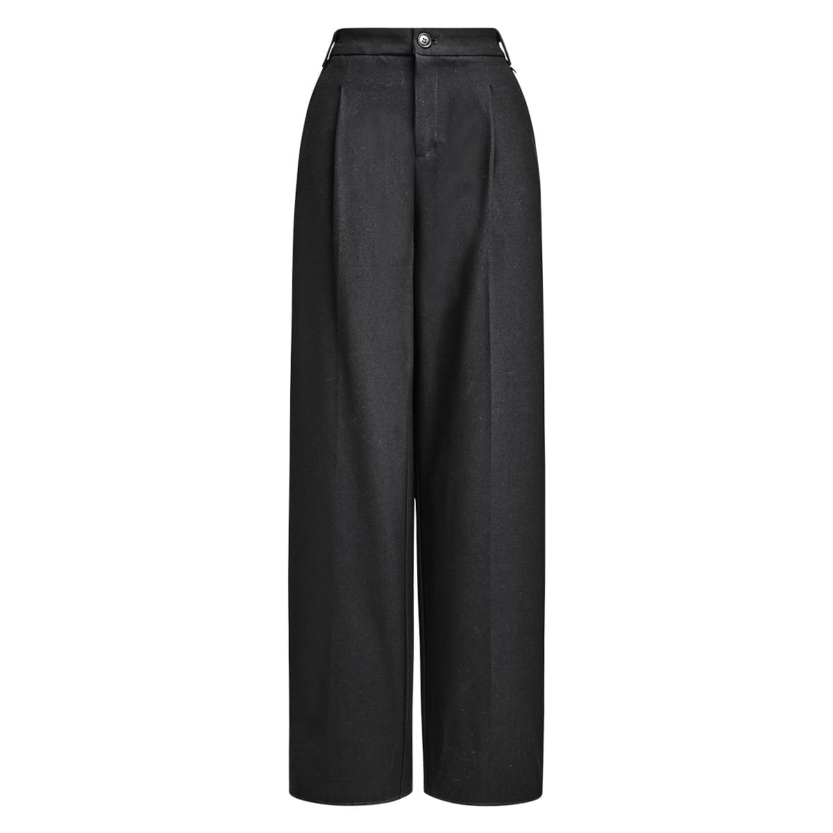 黒パンツ きちんと感のある艶やかワイドパンツ