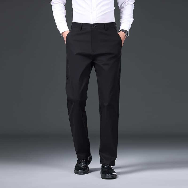 黒パンツ 快適仕立てビジネススラックス