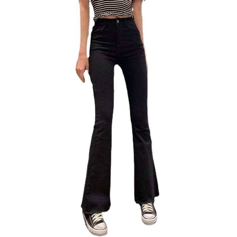 黒パンツ 優美なシルエットフレアパンツ