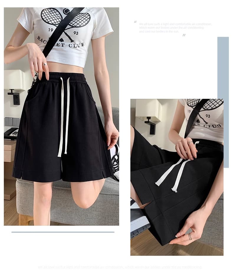 黒パンツ サイドライン入りスポーティショート