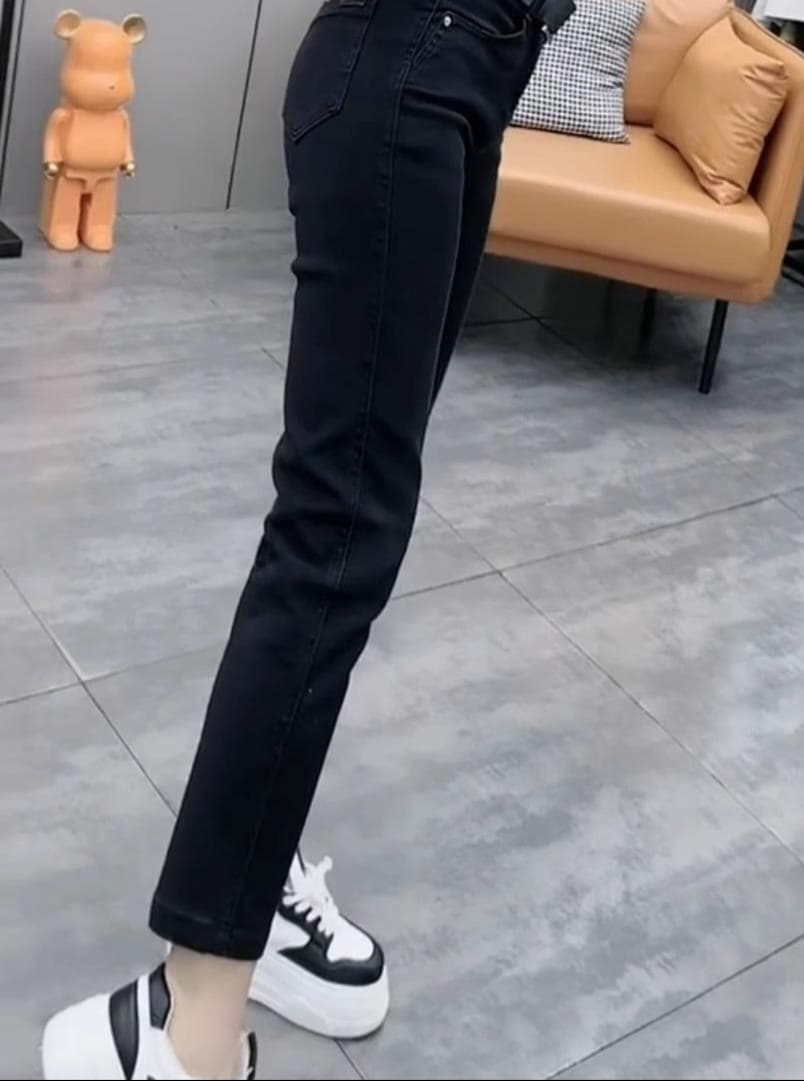 黒パンツ ハイウエストストレートスラックス