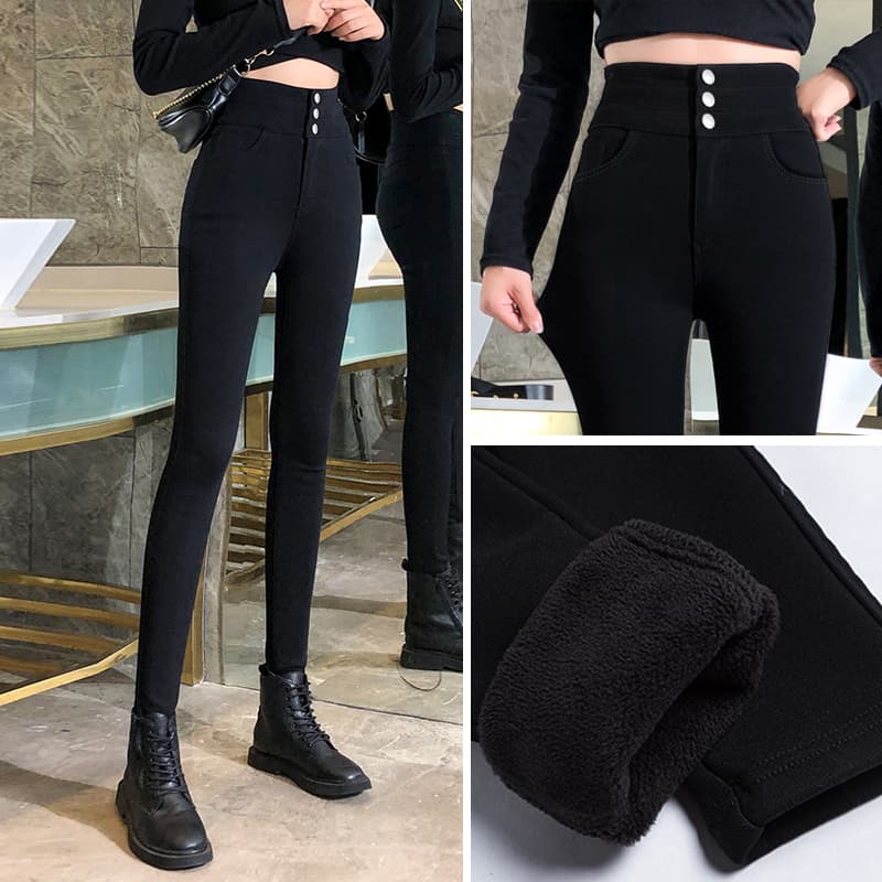 黒パンツ ハイウエストすっきりスキニーパンツ