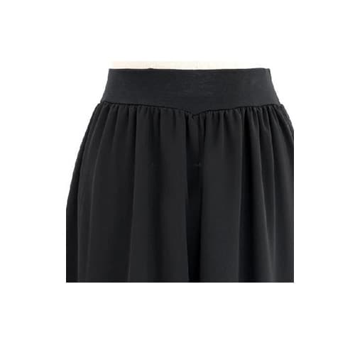黒パンツ 黒シフォンワイドパンツ ウエストゴム美脚