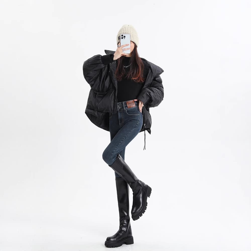 黒パンツ ハイウエストスキニーパンツ