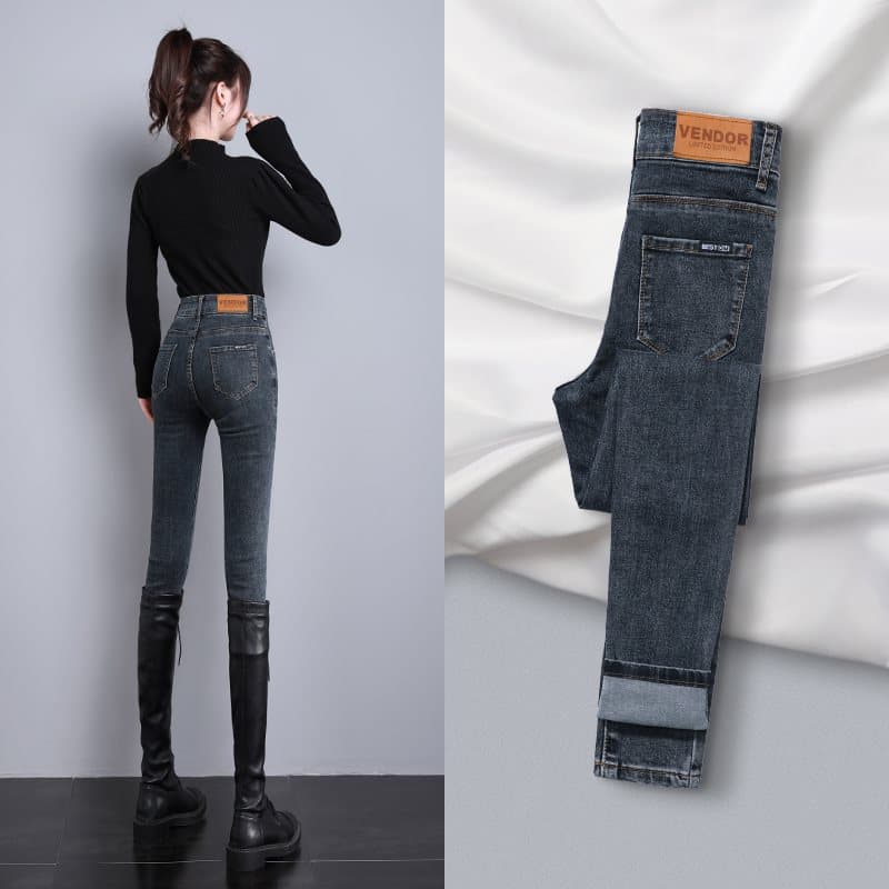 黒パンツ ストレッチスキニーデニムパンツ