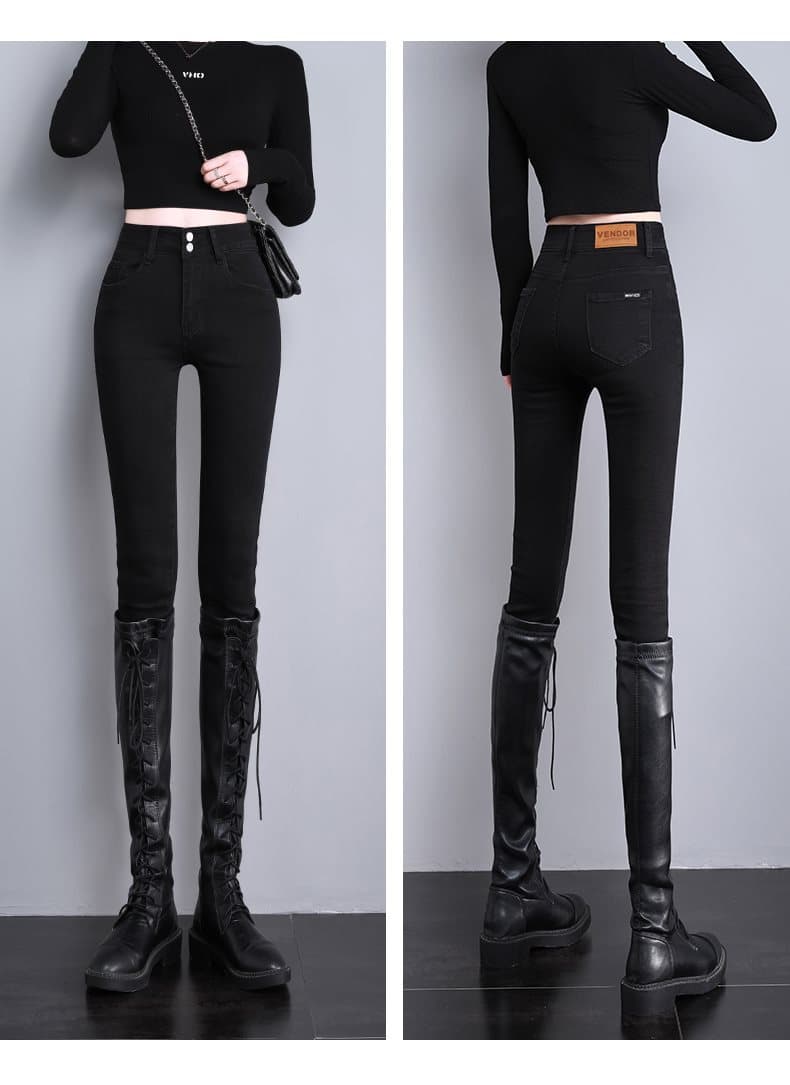 黒パンツ ストレッチスキニーデニムパンツ