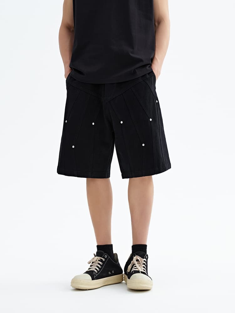 黒パンツ カジュアル装飾ハーフパンツ