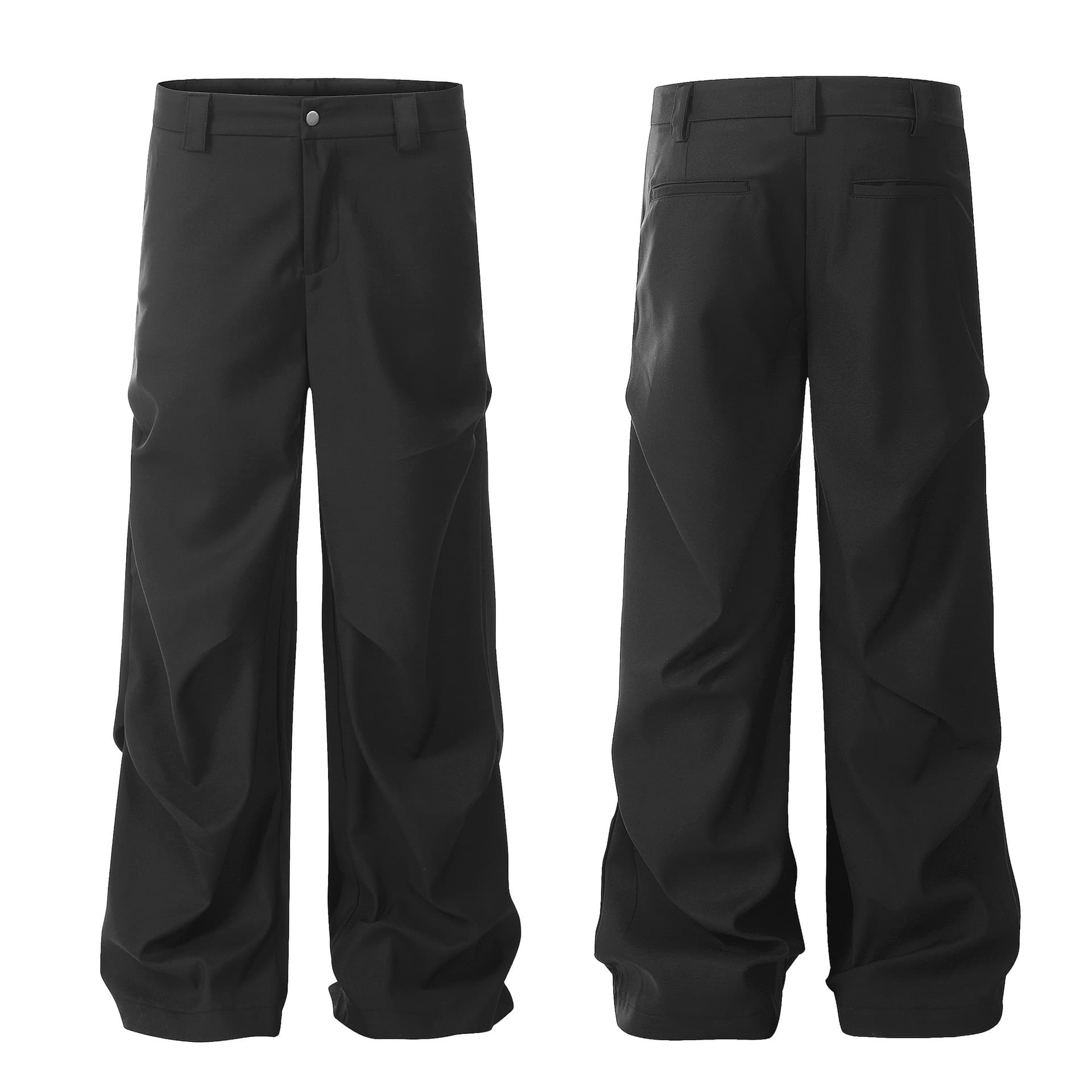 黒パンツ シンプルラグジュアリー リラックススラックス