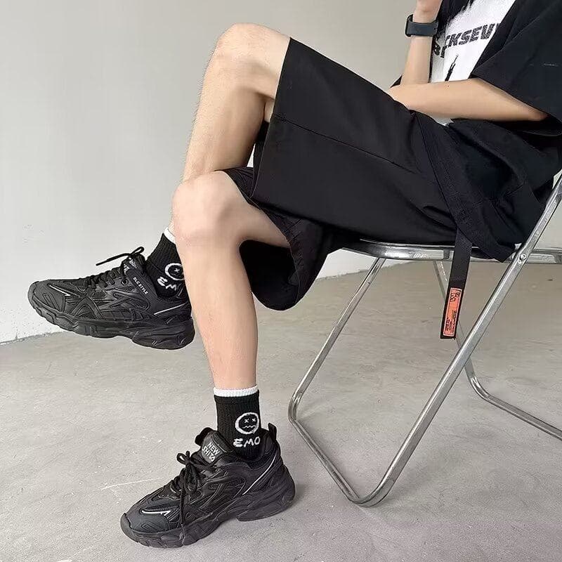 黒パンツ リラックス ゆるドレープ ショート パンツ