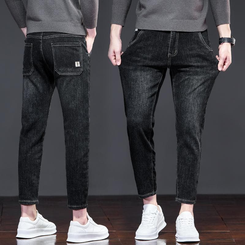 黒パンツ シンプル細身パンツ 裏起毛仕様