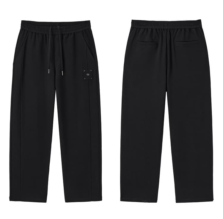 黒パンツ リラックスシルエット ドロスト パンツ